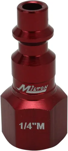Vista 7 de Milton "ColorFit by Milton Kit de acoplador y enchufe (estilo M, rojo) - 1/4 pulgadas NPT (3 piezas)" (S-303MKIT)