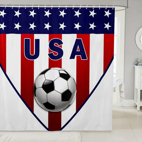 Vista 13 de Cortinas de ducha para niños, juegos de pelota de deportes, zapatos de baloncesto y fútbol, cortinas de baño simples y elegantes para niñas, niños