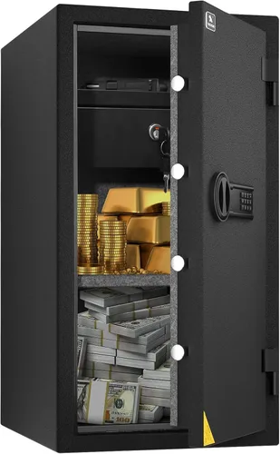 Vista 11 de TIGERKING Caja fuerte ignífuga, 1.8 pies cúbicos, caja de seguridad digital grande de acero con teclado de botón de código, resistente para el hogar