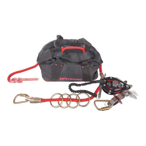 Vista 2 de UFA40010 Wrangler - Sistema de línea de vida horizontal ajustable, 100 pies, rojo/negro