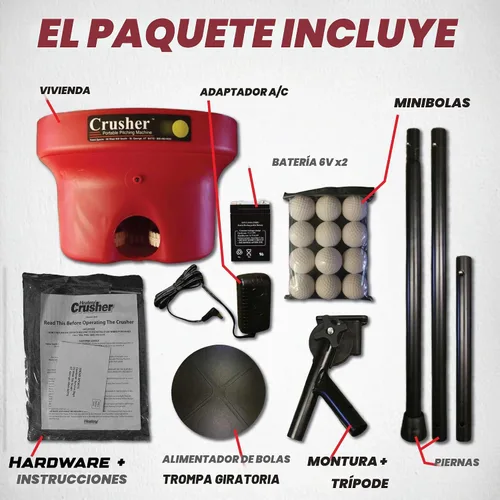 Vista 4 de Heater Máquina de lanzar trituradora con batería recargable de 8 horas, precisa y portátil, ofrece bolas rápidas y bolas curvas, ajustable, de alto