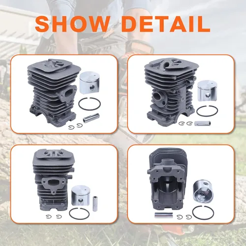Vista 5 de Kit de carburador de pistón de cilindro de 1.575 in para motosierra Husqvarna 142 141 137 136 530069941, 530071987, 530019172, 530035482, 530029811