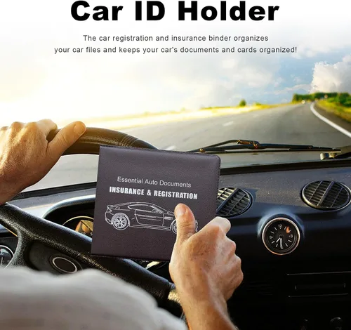 Vista 5 de 2 soportes para seguro de registro de automóvil, cartera para tarjetas y documentos con cierre de cinta mágica, para autos, camiones, SUV