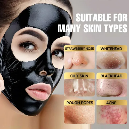 Vista 2 de Máscara eliminadora de puntos negros, máscara facial de carbón activado negro para el cuidado de la piel, máscara facial para quitar puntos negros