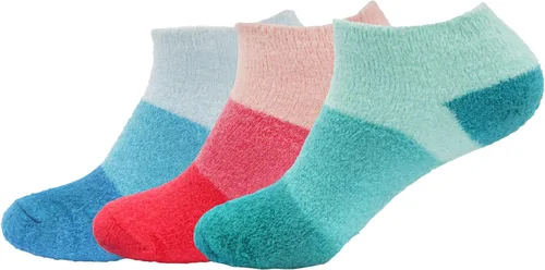 Vista 34 de BambooMN Calcetines de spa de nailon mullidos con infusión de aloe para mujer, color morado lavanda, 3 pares