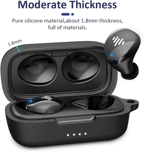 Vista 5 de LEFXMOPHY Funda para auriculares inalámbricos iLuv TB100, funda protectora de silicona resistente negra