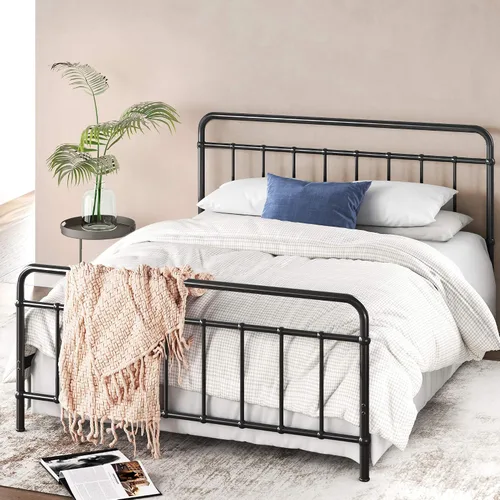 Vista 11 de Zinus Leonardo - Marco de cama con plataforma de metal, cabecero victoriano, tamaño individual Heavy Duty Bed Base, Ample Underbed Storage Space