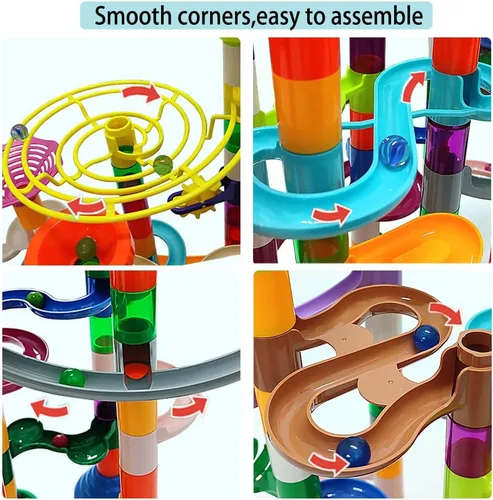 Vista 5 de DSHMIXIA Marble Run para niños de 3-4 y 5-8 años, 150 piezas de juguetes de construcción resistentes, juegos para niños, pista de carreras