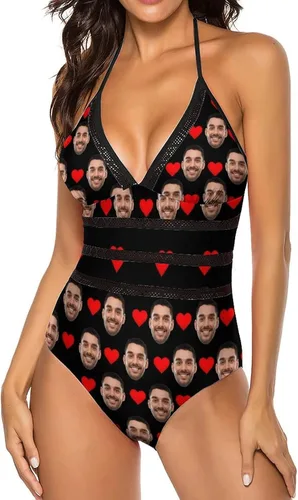 Vista 2 de InterestPrint Traje de baño de una pieza con cuello en V profundo para mujer