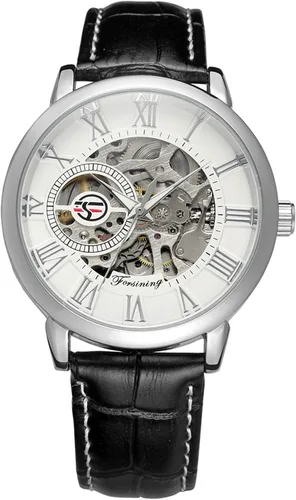 Vista 2 de FORSINING FSG8096M3S2 - Reloj de pulsera analógico de aleación de color plateado con movimiento automático para hombre, plateado