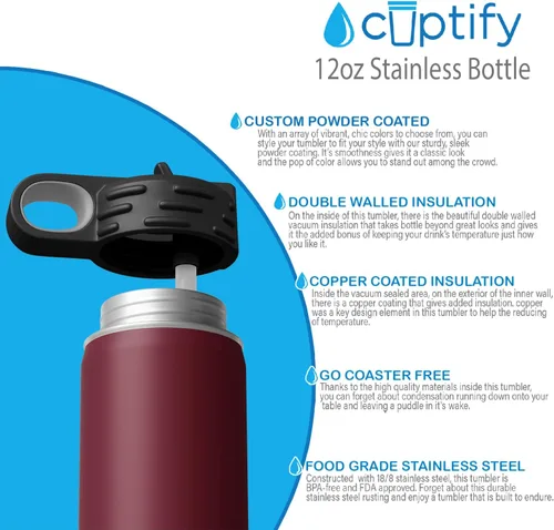 Vista 15 de Cuptify Botella de agua para niños personalizada con nombre en botella de agua aislada con anillo brillante verde de 12 onzas Verde brillante