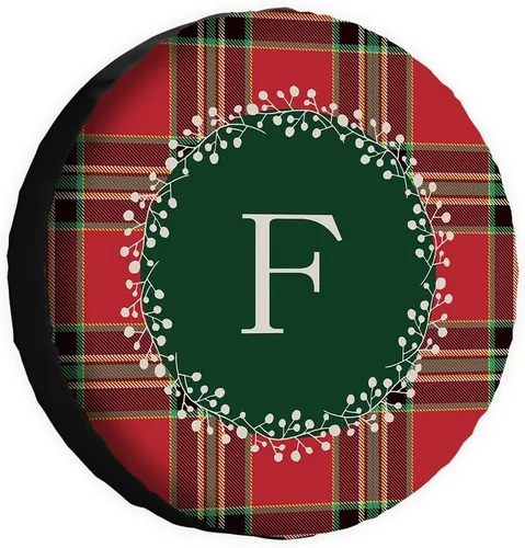 Vista 23 de Buffalo Check Plaid Initial Spare Tire Cover Monogram Letter A Wheel Protectors Covers Water Dust Proof 14 Inch Wheel Covers Universal for Trailer