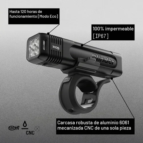 Vista 3 de Knog Blinder 600 USB-C recargable luz delantera para bicicleta 600 lúmenes