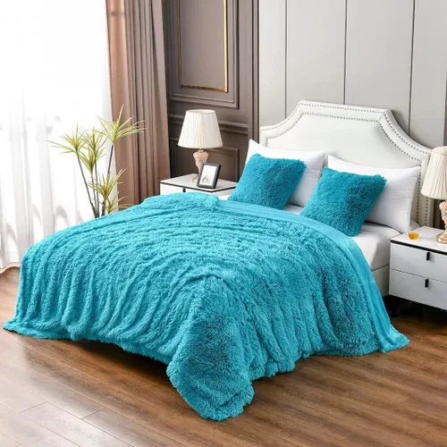 Vista 20 de YUSOKI manta de piel sintética extrasuave con pelos largos, transpirable, de 50 x 60 pulgadas, mullida, acogedora y cómoda, de microfibra de lujo
