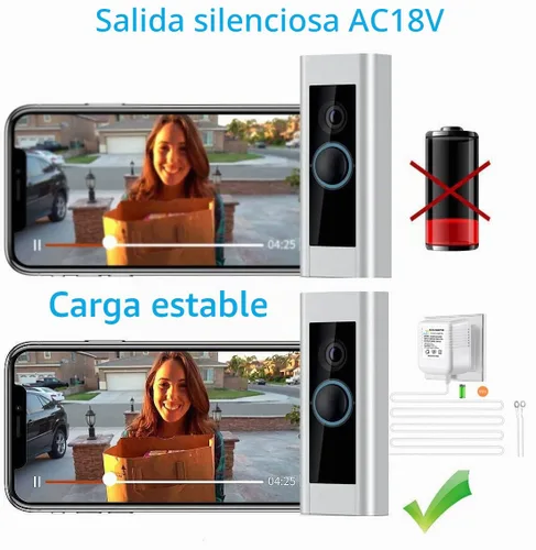 Vista 3 de Transformador de corriente especial para timbre de video, adaptador de corriente de 18V500MA para timbre Ring, compatible con Ring, Nest, Eufy