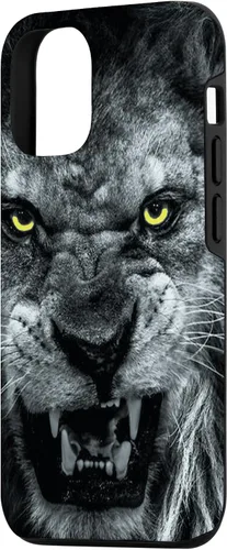 Vista 2 de iPhone 15 Angry Lion Face Graphic With Angry Yellow Eyes Case