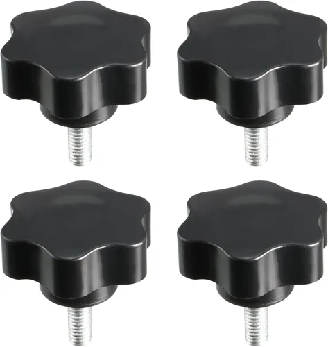 Vista 7 de uxcell 4pcs 1.496 in Dia Plum Hex Shaped Grips Star Knob M8 x 0.630 in rosca macho