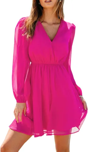 Vista 26 de CUPSHE Vestido floral de otoño para mujer, estilo bohemio, para vacaciones Borgoña Ditsy
