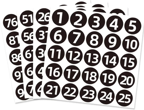 Vista 18 de STARLIBOO Calcomanías de vinilo de 1 a 100 números consecutivos, calcomanías pequeñas redondas numeradas de 0.4 pulgadas, 3000 etiquetas de vinilo