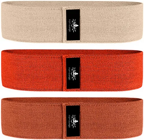 Vista 9 de Hatha Yoga Large Resistance Band,14.5" x3.15",Fabric Exercise Loop Bands with Instruction Guide and Carry Bag, Set of 3.