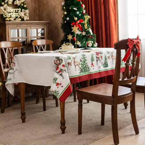 Vista 2 de ARTABLE Mantel Rectangular de Primavera con Estampado de Flores, Hierba y Patrones Florales Vintage, Mantel para Mesa de Pascua, Camino de Mesa