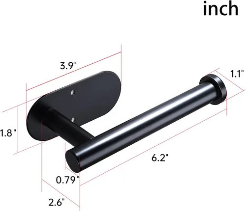 Vista 6 de YIGII Soporte de papel higiénico adhesivo – Soporte autoadhesivo para papel higiénico negro, soporte de pared para baño y cocina, acero inoxidable