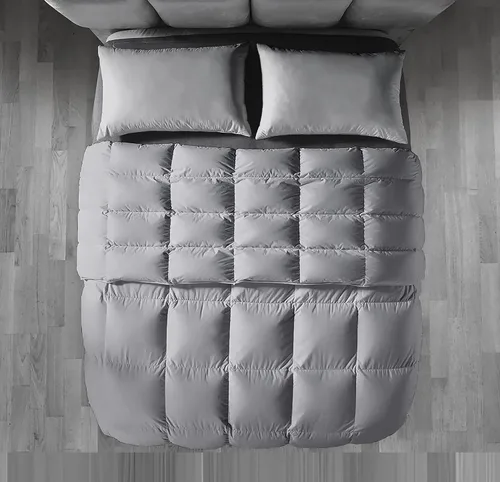 Vista 13 de PURE ECO 100% algodón egipcio con 600 hilos, 300 GSM, edredón de 3 piezas con 2 fundas de almohada para todas las estaciones, extra suave, lujoso