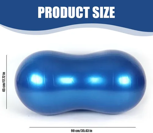 Vista 2 de Bola de maní antiestallido PVC grueso 35.4 x 17.7 pulgadas, ejercicio de equilibrio con bomba de aire para niños, embarazo, yoga, gimnasio en casa