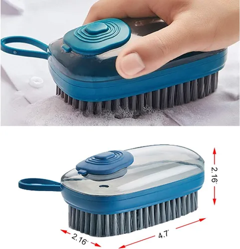 Vista 5 de Cepillo multifuncional, fácil de agarrar, cepillos de limpieza para el hogar, cepillo reutilizable suave para ropa y zapatos (azul oscuro)