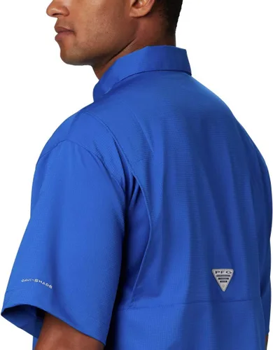 Vista 4 de Columbia NCAA Camisa Tamiami de Manga Corta para Hombre Universitaria Tallas Grandes y Altas Fla - Azul