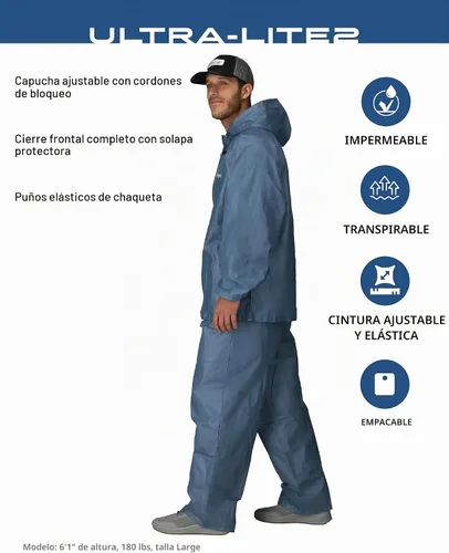 Vista 2 de FROGG TOGGS Traje de lluvia impermeable transpirable Ultra-Lite2 de 2 capas para hombre Azul