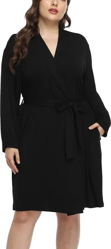 Vista 3 de Bata de baño de maternidad de punto modal para mujer, talla grande, suave y ligera, para dormir