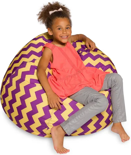 Vista 48 de Posh Beanbags - Sillón puff XL, 48 pulgadas, tela de lona para colorear - Mundo divertido Azul Rey Sólido