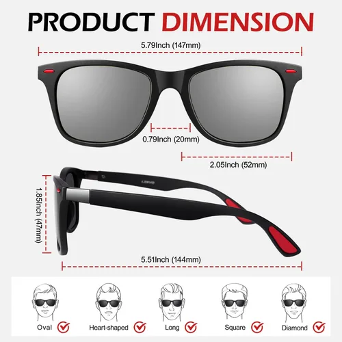 Vista 5 de LINVO Lentes de sol polarizados para hombres y mujeres, ultraligeros TR90 para conducir, pesca, golf, HD, UV400
