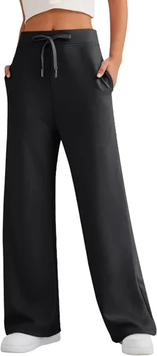 Vista 6 de Gumipy AirEssentials - Pantalones deportivos de pierna ancha para mujer, pantalones de pierna ancha para otoño, holgados, acampanados, cintura alta