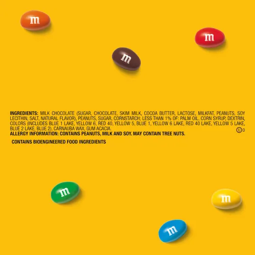 Vista 3 de M&M'S Dulces de Chocolate con Leche y Maní Paquete a Granel, Tamaño de Fiesta, Bolsa de 38 oz