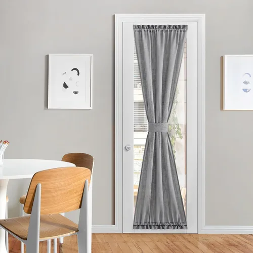 Vista 13 de NICETOWN - Cortinas de luz lateral para puerta de 72 pulgadas de largo para ventanas de lino, cortinas opacas para privacidad con protección contra