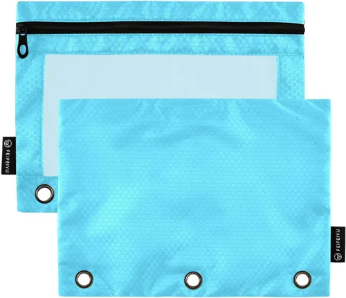 Vista 19 de Estuche negro de 3 anillas para lápices, paquete de 2 unidades, impermeable, de plástico transparente, con cremallera, organizador de documentos