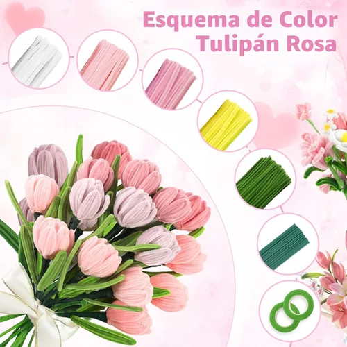 Vista 3 de 1000 piezas de limpiadores de tuberías para manualidades, kit de 18 colores surtidos