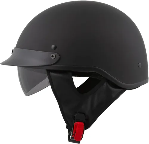 Vista 6 de Milwaukee Helmets MPH9718DOT - Casco de motocicleta de media cara negro mate 'Momentum' aprobado por puntos para hombres y mujeres, con visera