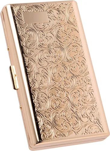 Vista 11 de Goshentech Estuche vintage, capacidad de 14, metal plateado metálico negro brillante, doble cara, caja de tarjeta bancaria, caja de efectivo