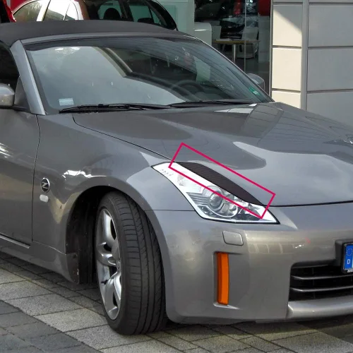 Vista 9 de Repuesto para Nissan 350Z Z33 Fairlady Z Coupe 2003-2009 Negro Fibra de Carbono Faro Párpados Cejas Cubiertas Izquierdo + Derecho (Paquete de 2)