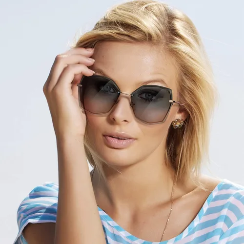 Vista 5 de Gafas de sol SNOTIO para mujer diseño poligonal moderno de gran tamaño diseño moderno degradado protección UV400 montura de metal lentes octagonales