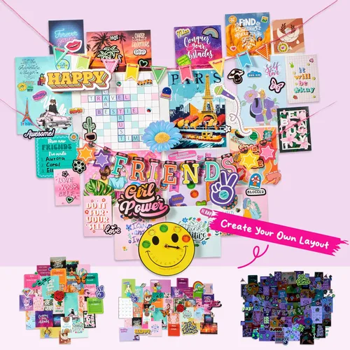 Vista 5 de Klever Kits Collage Luminoso en la Oscuridad para Decoración de Habitación, Póster DIY para Adolescentes y Preadolescentes, Arte de Pared de Artes