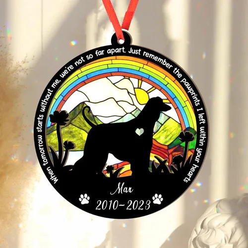 Vista 2 de Adorno personalizado para atrapasoles de sabueso afgano, adorno de Navidad de sabueso afgano, regalo para perro amante, sabueso afgano conmemorativo