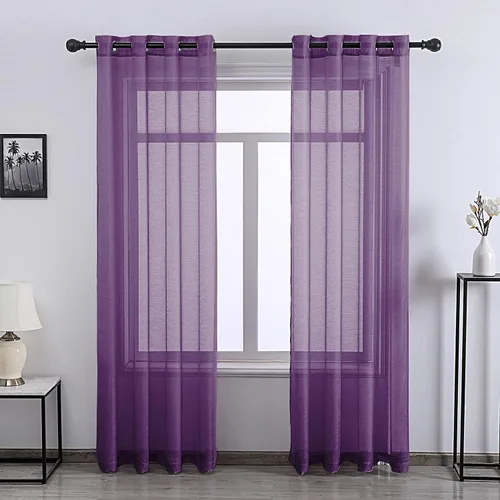 Vista 16 de DONREN 2 paneles de cortina de voile semitransparentes texturizados para ventana de cocina, pequeñas ventanas cortas, cortinas suaves de lujo