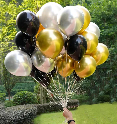 Vista 3 de Jonhamwelbor Globos cromados plateados metálicos, paquete de 50 globos de látex plateado brillante de 12 pulgadas para mujeres, hombres, niños