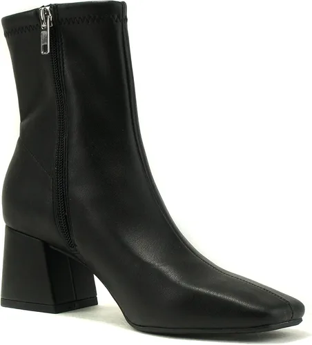 Vista 4 de Delicious ADENA Botines de tacón de bloque con punta cuadrada para mujer, suave y elástico, con cremallera lateral