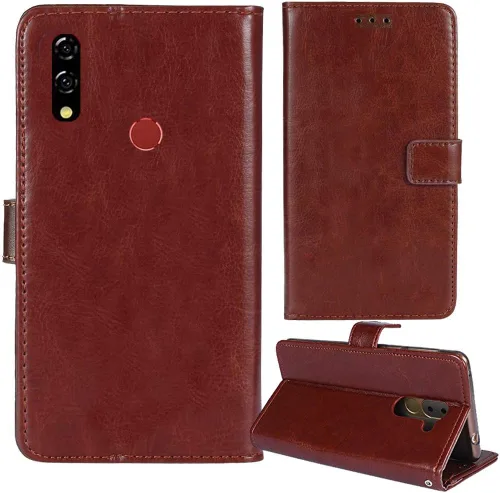 Vista 5 de Stand Premium Retro Business Flip Funda de cuero protector parachoques para BLU G8 6.3 "Funda de protección del teléfono piel Folio libro ranura