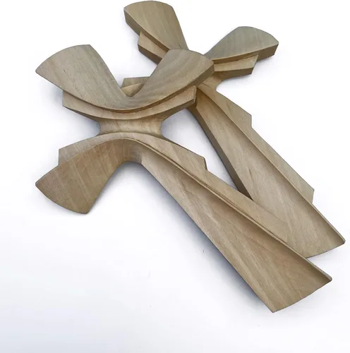 Vista 7 de Cruz tallada a mano de madera para decoración de pared, pequeño crucifijo rústico hecho a mano (9.84, transparente)